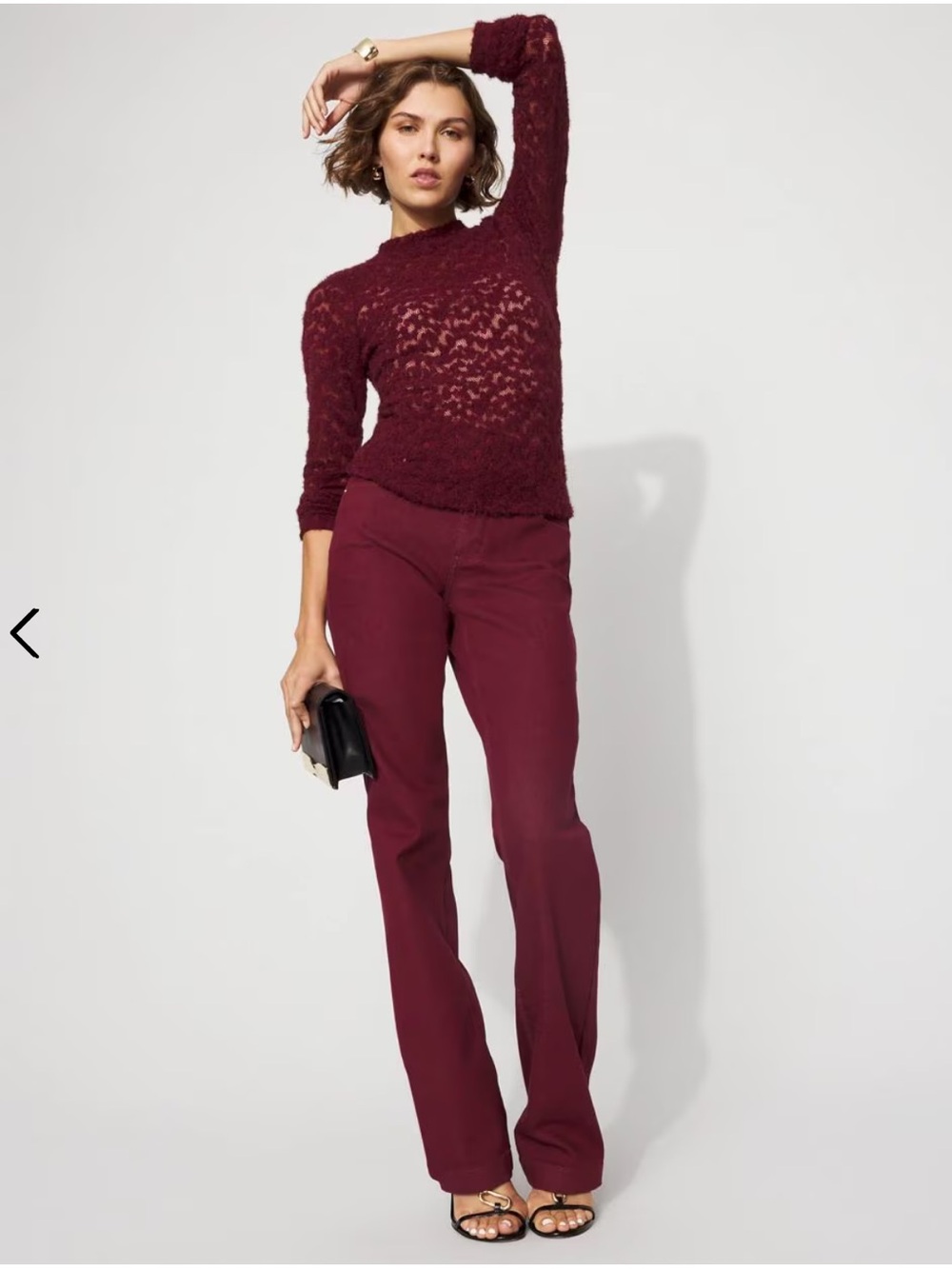 WHBM Textured Lace Mockneck Top Size M